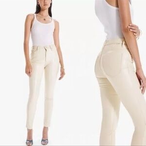 Mother Denim Super Swooner faux leather in ivory sz25